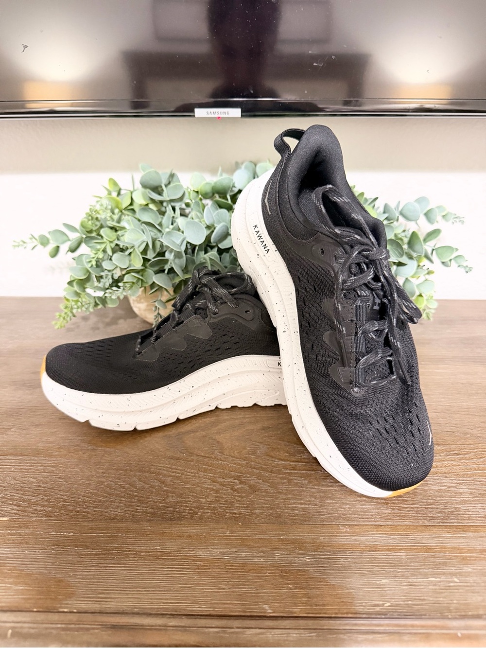 Hoka Women's Black and White Athletic Running Shoes